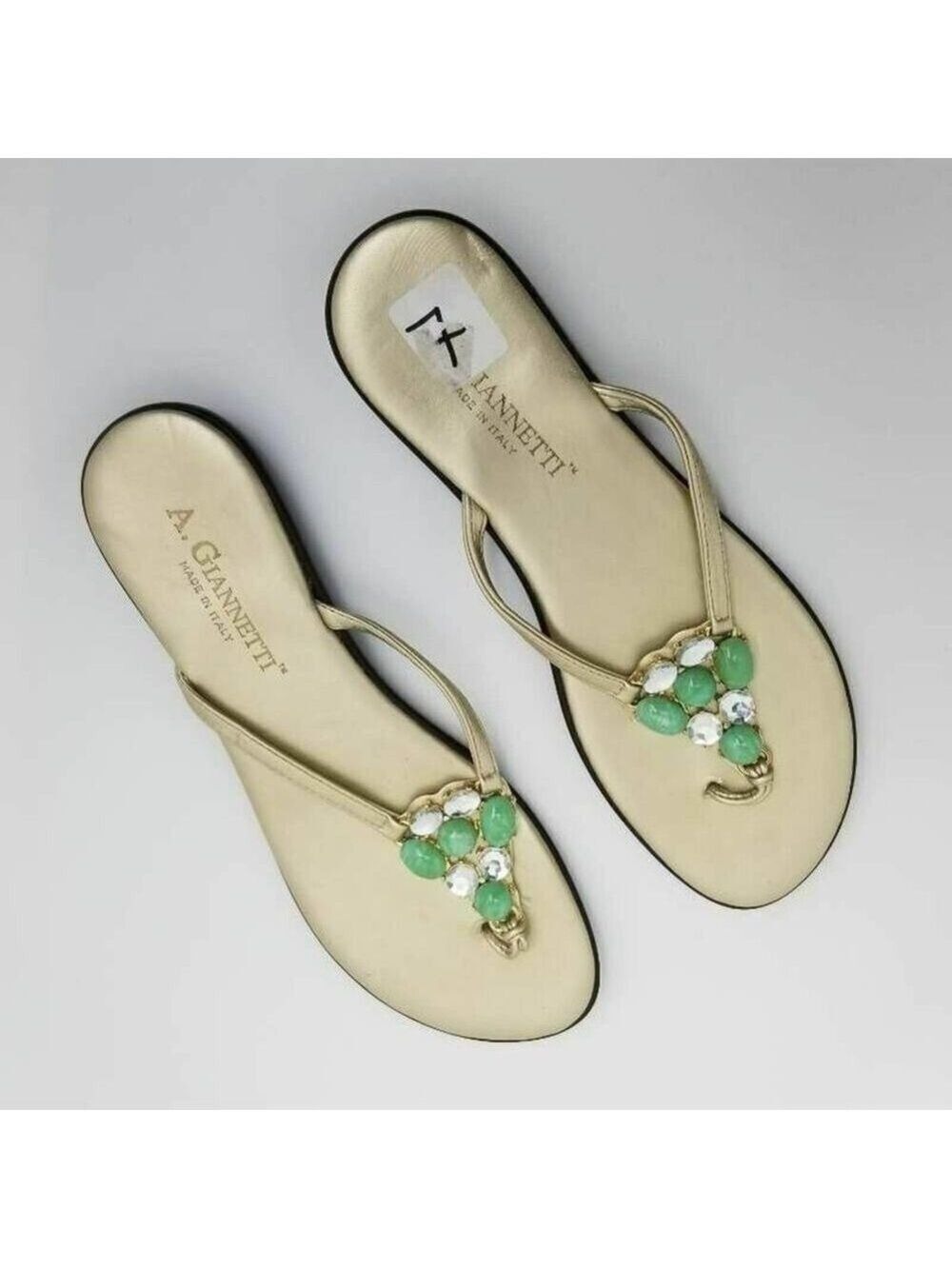 A. Giannetti Womens Flip Flop Jeweled Beaded Slip On Thong Sandals Size 7